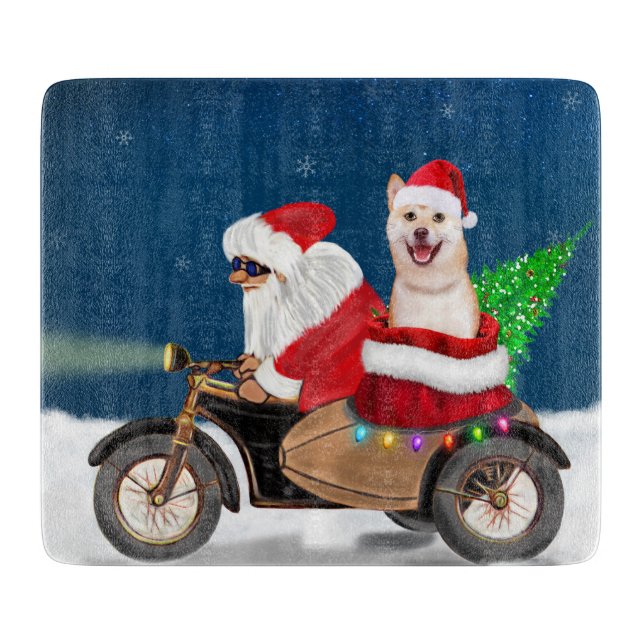 Shiba Inu Dog Christmas Santa Claus   Cutting Board (Front)