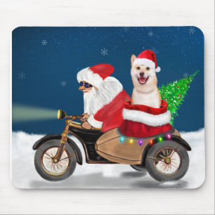 Shiba Inu Dog Christmas Santa Claus Mouse Pad