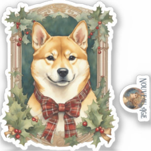 Shiba Inu Dog Christmas Sticker