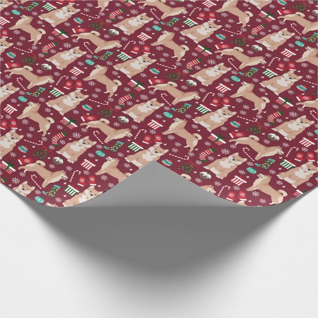 Shiba Inu Dog Christmas Wrapping Paper (Corner)