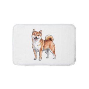 Shiba Inu Dog - Cute and Happy Bath Mat