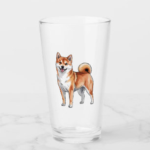 Shiba Inu Dog - Cute and Happy Glass