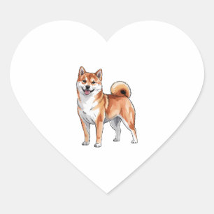 Shiba Inu Dog - Cute and Happy Heart Sticker