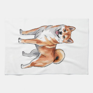 Shiba Inu Dog - Cute and Happy Tea Towel