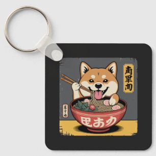 Shiba Inu Dog Eating Ramen Key Ring