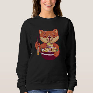 Shiba Inu Dog Eating Ramen Noodles Kawaii Cute Fun Sweatshirt