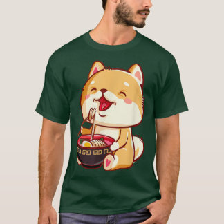 Shiba inu dog eating ramen  T-Shirt