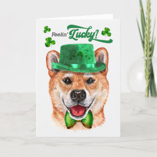 Shiba Inu Dog Feelin' Lucky St Patrick's Day Holiday Card