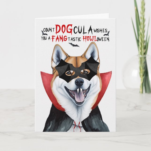 Shiba Inu Dog Funny Count DOGcula Halloween Holiday Card (Front)