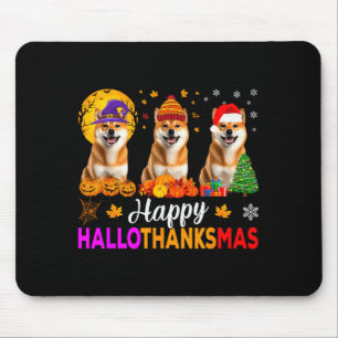 Shiba Inu Dog Halloween Christmas Hallothanksmas  Mouse Pad