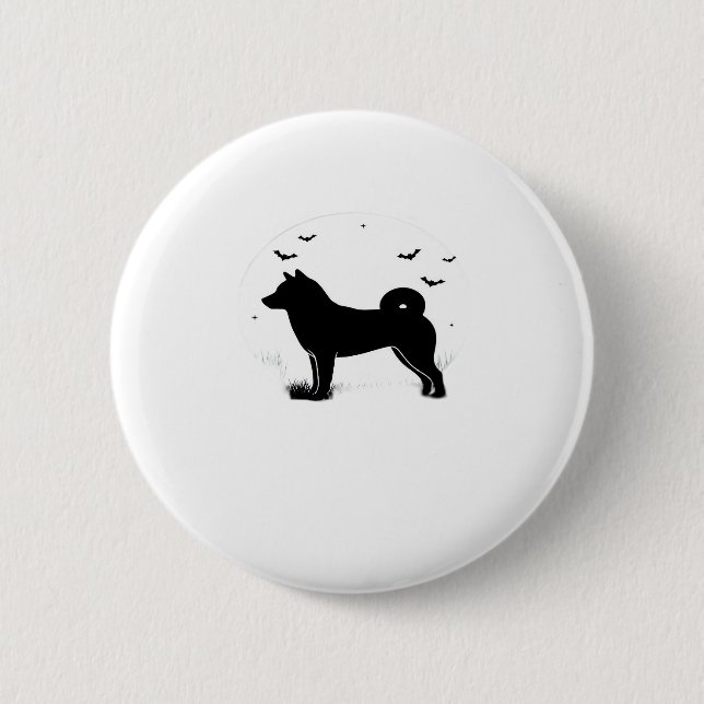 Shiba Inu Dog � Halloween Moon Silhouette Oversize 6 Cm Round Badge (Front)