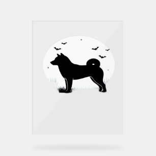 Shiba Inu Dog – Halloween Moon Silhouette Oversize Acrylic Sign