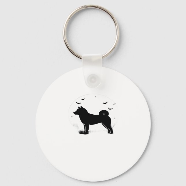 Shiba Inu Dog � Halloween Moon Silhouette Oversize Key Ring (Front)