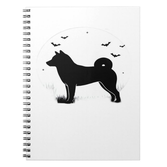 Shiba Inu Dog – Halloween Moon Silhouette Oversize Notebook (Front)