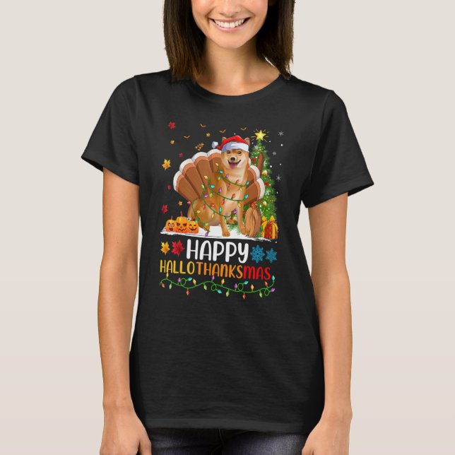 Shiba Inu Dog   Happy Shiba Inu Hellothanksmas T-Shirt (Front)