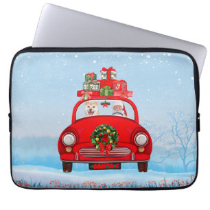 Shiba Inu Dog In Car With Santa Claus Laptop Sleeve