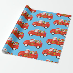 Shiba inu Dog in Christmas Delivery Truck Wrapping Paper