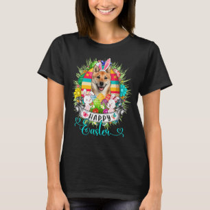 Shiba Inu Dog In Easter Eggs Basket Bunnies Happy T-Shirt