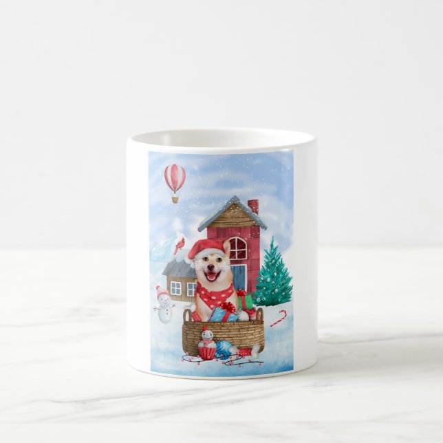 Shiba Inu Dog In snow Christmas Dog House Coffee Mug (Center)