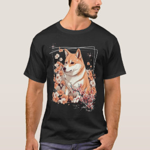 Shiba Inu Dog Japanese Cherry Blossom Sakura Flowe T-Shirt