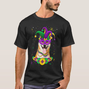 Shiba Inu Dog Lover Mardi Gras Carnival Funny Mask T-Shirt