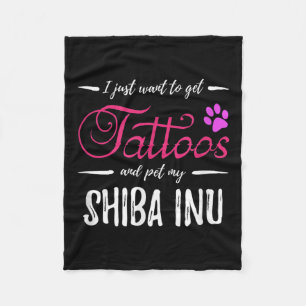 Shiba Inu Dog Lover Tattoo Funny Dog Mum Gift Idea Fleece Blanket