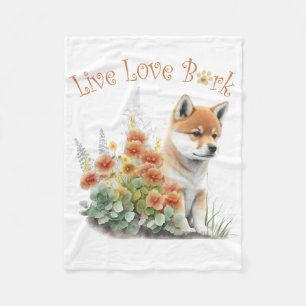 Shiba Inu Dog Mum Floral Fleece Blanket