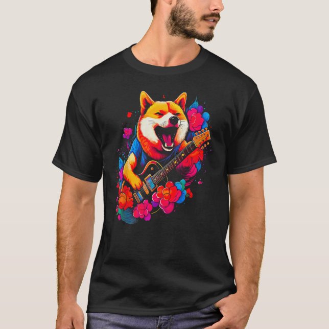 Shiba Inu Dog Music 1 T-Shirt (Front)