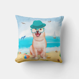 Shiba Inu Dog on Beach Cushion