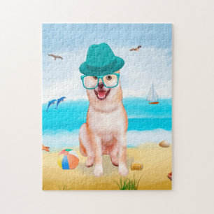 Shiba Inu Dog on Beach  Jigsaw Puzzle