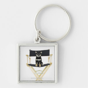 Shiba Inu dog on director's chair Key Ring