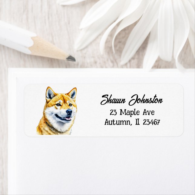 Shiba Inu Dog Personalised Return Address Label (Insitu)