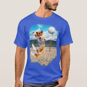 Shiba Inu Dog Playing Beach Volleyball T-Shirt