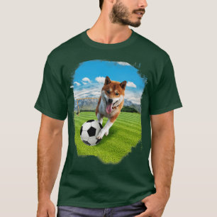 Shiba Inu Dog Playing Soccer T-Shirt