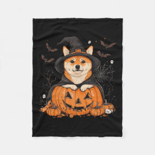Shiba Inu Dog Pumpkin Halloween Thanksgiving Men W Fleece Blanket