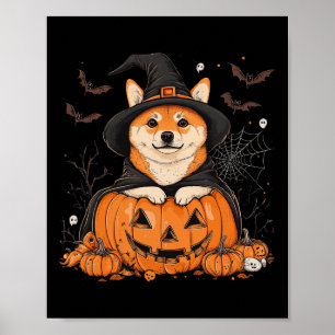 Shiba Inu Dog Pumpkin Halloween Thanksgiving Men W Poster