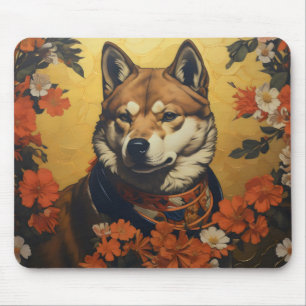 Shiba Inu Dog Samurai Mouse Pad