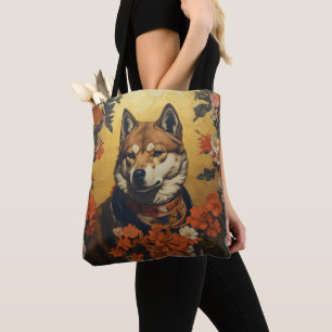 Shiba Inu Dog Samurai Tote Bag