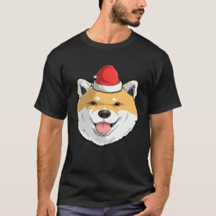 Shiba Inu Dog Santa Claus Hat Christmas X-Mas Holi T-Shirt