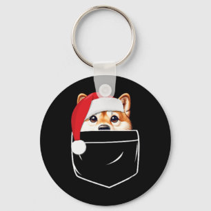Shiba Inu Dog Santa Hat Christmas Pocket Fun Xmas  Key Ring