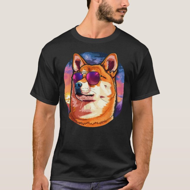 Shiba Inu Dog Sunglasses T-Shirt (Front)