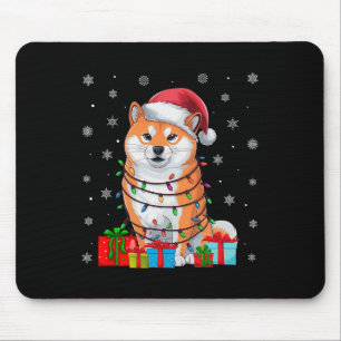 Shiba Inu Dog Ugly Xmas Lights Santa Shiba Inu Dog Mouse Pad