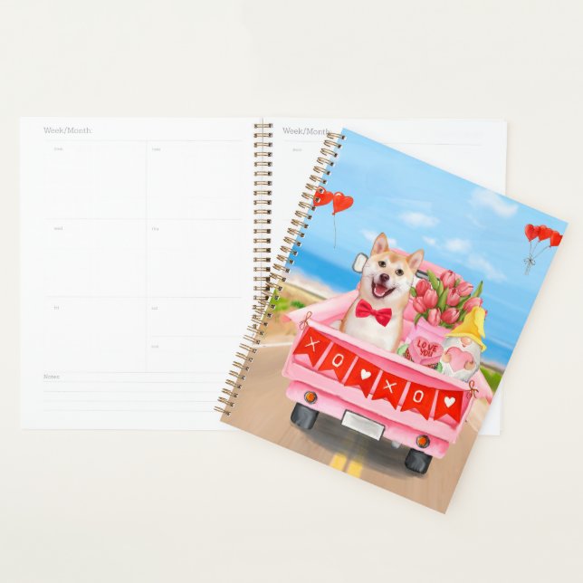 Shiba Inu Dog Valentine's Day Truck Hearts Planner (Display)