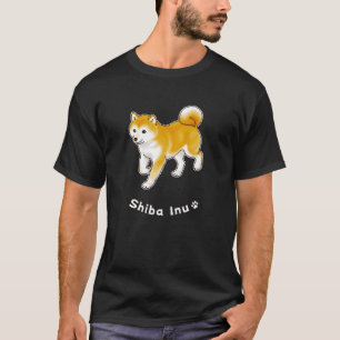 Shiba Inu Dog Walking Leisurely Pixel Art T-Shirt