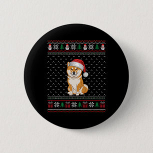 Shiba Inu Dog Wearing Santa Hat Ugly Xmas Dog Love 6 Cm Round Badge