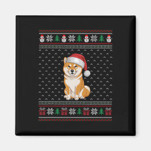 Shiba Inu Dog Wearing Santa Hat Ugly Xmas Dog Love Magnet