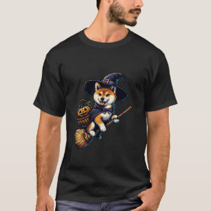 Shiba Inu Dog Witch Pumpkin Halloween Dog Lover Wo T-Shirt