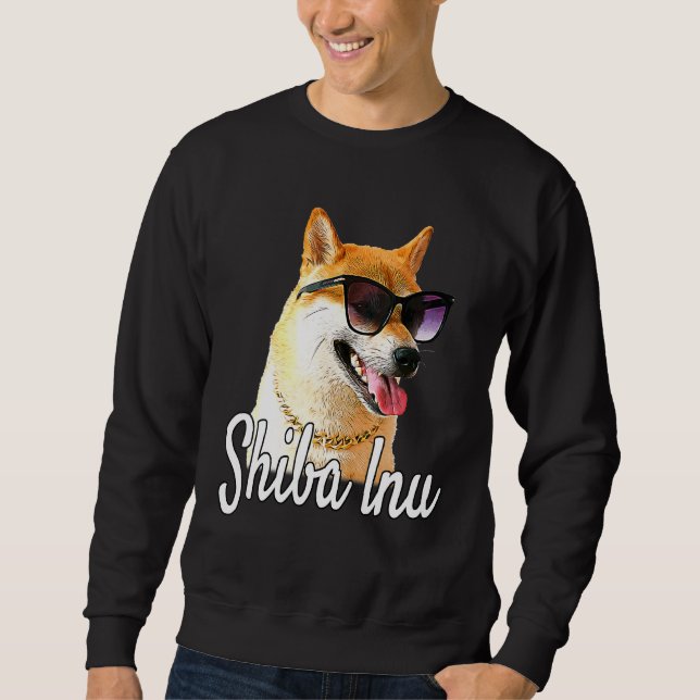 Shiba Inu Doge With Sunglasses and Chain - Happy P Sweatshirt (Front)
