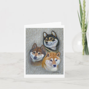 Shiba Inu Dogs Art Note Card by Glenda S. Harlan