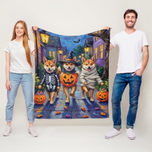 Shiba Inu Dogs in Halloween Costumes Fleece Blanket